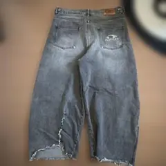 NINETY グレー ワイドレッグデニム