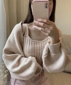 NICE CLAUP ナイスクラップ　ボレロニットキャミセット　アイボリー