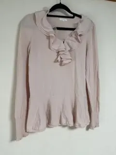 美品✨トゥービーシック フリルブラウス ニット ピンク Ⅲ L ペプラムのサムネイル