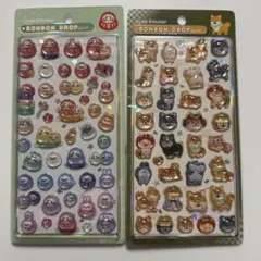ボンボンドロップシール　和柄　柴犬　だるま