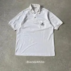 Black&White/半袖ポロシャツ/L/白/ワンポイント刺繍/カジュアルのサムネイル