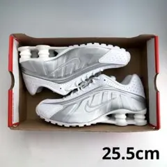 25.5cm ナイキ ウィメンズ ショックス R4 ホワイト&メタリックシルバー