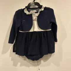 ベビー　フォーマル　　ロンパース　女の子　ネイビー 長袖　80　入園式