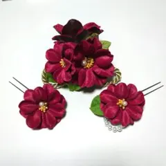 【匿名配送】コサージュ 赤 花飾りセット