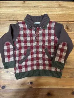 familiar チェック柄ニットセーター 90