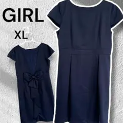 GIRL ネイビー XL フォーマル ワンピース レース ドレス　大きいサイズ