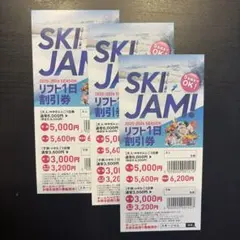 スキー ジャム 勝山 リフト割引券 3枚セット