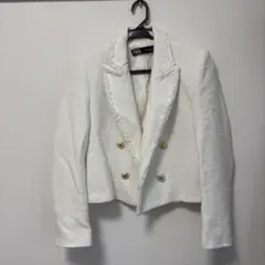 ZARA ツイードジャケット ホワイト Mサイズのサムネイル