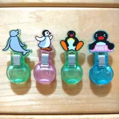 PINGU クリップ 4個セット　クリアカラー　ブルー　グリーン　ピンク
