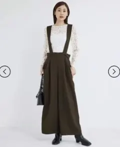 ロペピクニック☆ウールライクサスペンダー付きパンツ ダークブラウン40