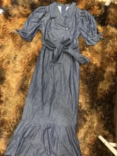 evelyn 開襟マーメイドop フレアデニムワンピース