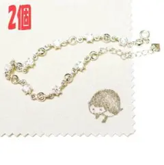 チェーン腕輪 　ストーン　宝石【2個】シルバー925　ブレスレット 細目