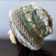 ビーニー キャップ　クロシェハット　クラッシャーハット　ニット帽子　ファー