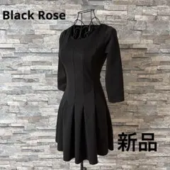 ⭕️Black Rose 新品未使用　黒の長袖Aラインワンピース　裏地なし　S