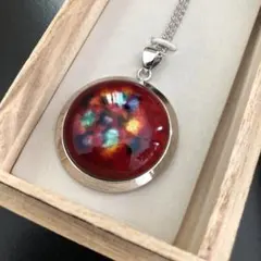 【新品未使用】 七宝焼 ネックレス 赤 ヴィンテージ