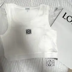 【正規品】LOEWE ロエベ リブ編みタンクトップ S ホワイト　新品未使用 LOEWE ホワイト タンクトップ LOEWE Embroidered ribbed stretch