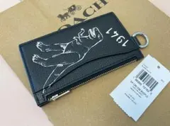 レア！新品COACH ジップ カード ケース スケッチ プリント