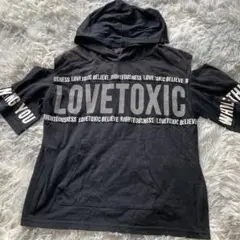 LOVETOXIC 部分メッシュロゴパーカーTシャツ黒150 used