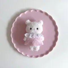 ふわふわピンクドット柄くま ぬいぐるみ テディベア ハンドメイド ぬい