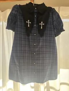 値下げしました ノエミー NOEMIE 半袖 青チェック ワンピース 地雷量産