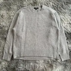 美品✨【UNIQLO】グレー クルーネック セーター M ウール混❗カジュアル