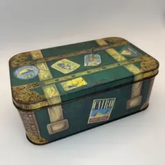 アンティーク トランク型 ブリキ缶 小物入れ