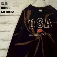 古着 ギルダン スウェット WASHINGTON DC 刺繍 ブリーチ 紺 M