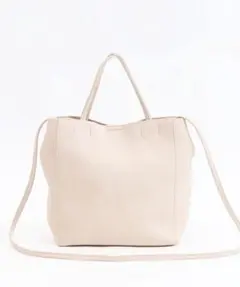 【新品】COOCO ソフトフェイクレザー2WAYトートバッグ アイボリーのサムネイル