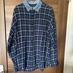 BEAMS デニムカラー付きチェックシャツ
