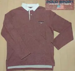 POLO SPORT バーガンディー 長袖ポロ ラガーシャツ