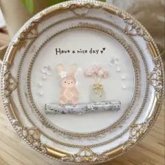 シーグラスアート　♡うさぎさんとお花♡ うさぎ　花