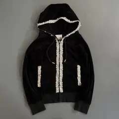Rady ビジュー　パール　ベロア　パーカー　ギャル　美品　黒　Mサイズ　短丈