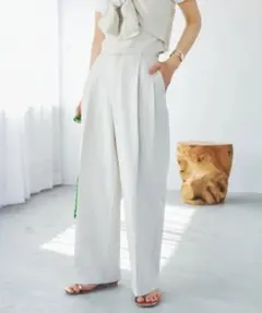 【新品未使用】【接触冷感・洗える】美easyリネンライクワイドパンツ