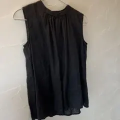 無印良品　リネン　ブラック　ノースリーブ　M〜L