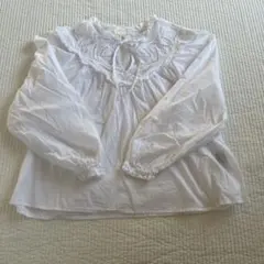 エイチアンドエム　h&m Sサイズ　刺繍入りホワイト長袖ブラウス