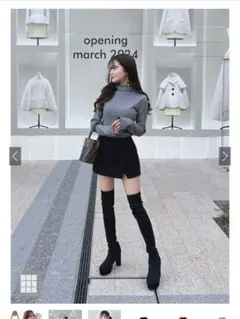 ショート丈ニットトップス黒・グレー