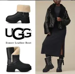 新品未使用 UGG 厚底レザーブーツ BLACK JP25 箱付きのサムネイル