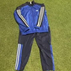 adidas 青 ジャージ 上下セット