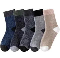 靴下 メンズ 冬 もこもこ ルームソックス 5足組 厚手 綿24-27cm