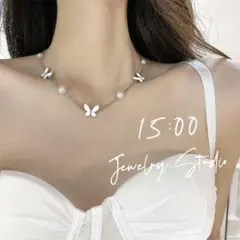 ✿新品✿ 蝶々×パール　ネックレス　バタフライ　エレガンス　上品　可愛い