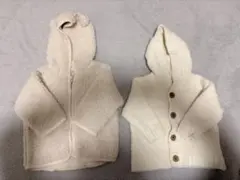 アイボリー フード付きカーディガンとベストセット サイズ 60~70