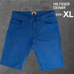 【W36】ヒルフィガーデニム XL フラッグロゴ パッチ ハーフパンツ ブルーのサムネイル