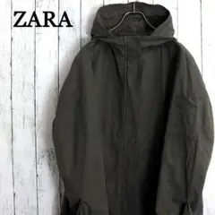 ZARA ザラ フード付 ミリタリージャケット 袖リボン モッズコート