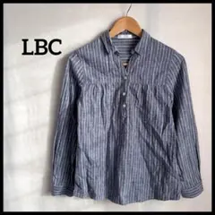 LCB 長袖 ストライプシャツ 青 白 赤 綿 コットン 麻 リネン カジュアルのサムネイル
