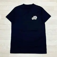 ［美品］モンクレール　ワッペン　L ネイビー Uネック Tシャツ　4S490