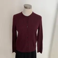 UNIQLO バーガンディ リブ編み カーディガンL