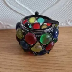 中古【 ステンドグラス 】ガラス玉 ガラス球 レトロ アンティーク 灰皿 小物入