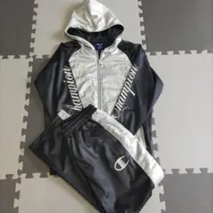 Champion フード付きジャージ M シルバー/ブラック