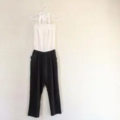 未使用　ドスチ　 オフショルダー オールインワン 　白/黒　Мサイズのサムネイル