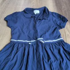 KUMIKYOKU 半袖ワンピース 160 ネイビー